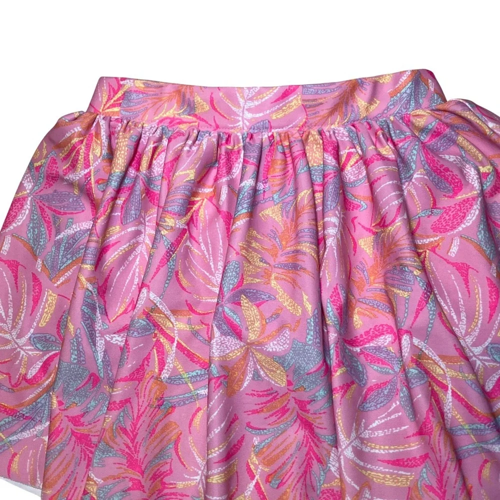 OshKosh Bgosh Toddler Girls 3T Pink Tropical Leaf Print Skort Metallic Accents